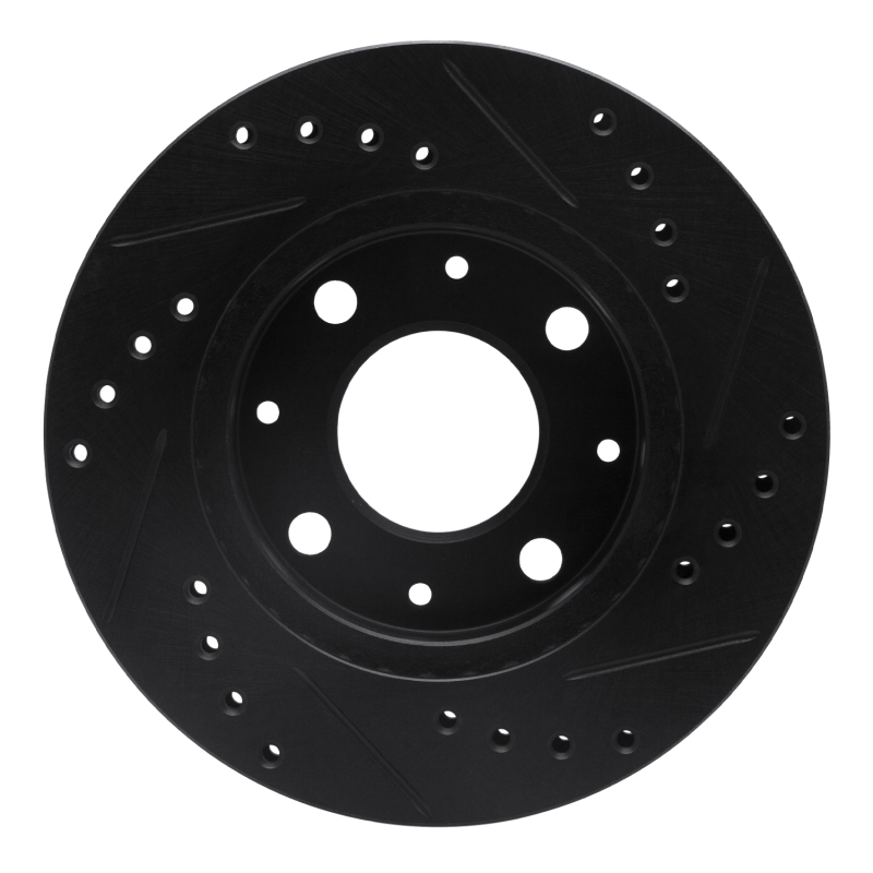 Honda Civic Hatchback Brake Rotor (1) - Front Left - R1 Concepts - Drilled & Slotted - Black - `84-`06